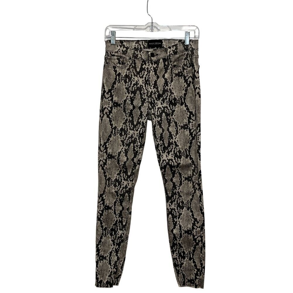 Black Orchid Los Angeles Carmen  Womens Snake Print Skinny Jeans Size 26 Cotton